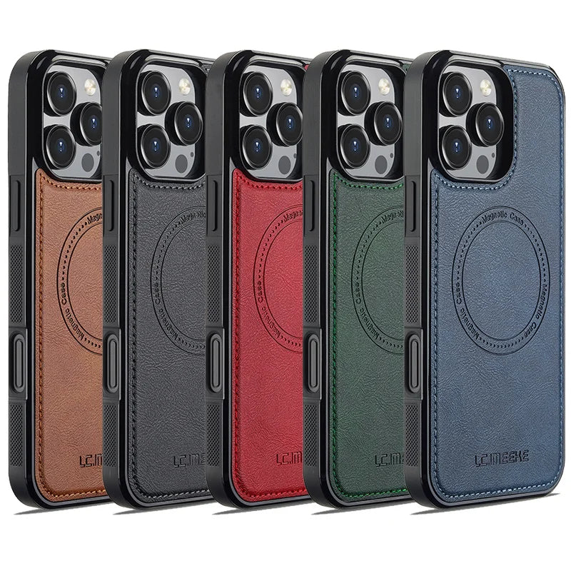 Orangelux™ – Matt Transparent Skal med Metallknappar för iPhone 7 till 17 Pro Max & SE-serien